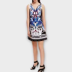 PINKO floral art deco geo mini cocktail dress size 2 made in Italy cocktail